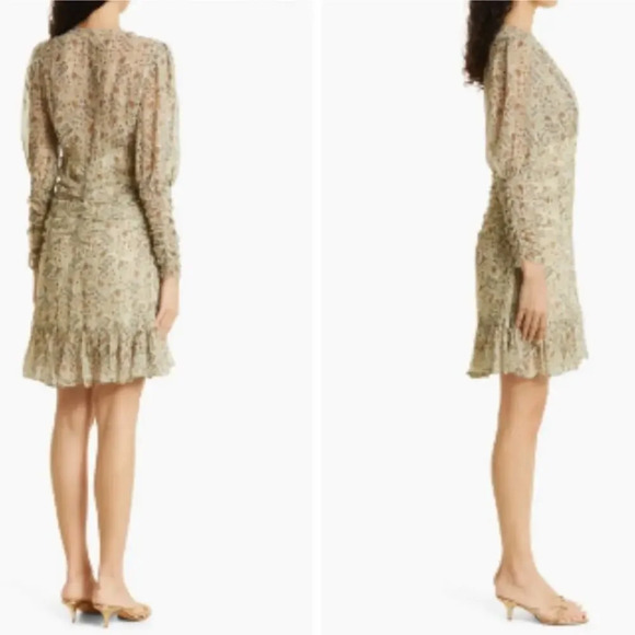 ByTimo | Sheer‎ Floral Ruished Dress Long Sleeve Small - Picture 2 of 12